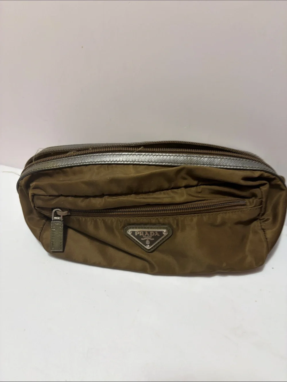 Prada Brown Nylon Belt Bag with Triangle Logo